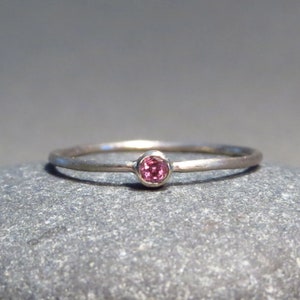 super delicate WHITE GOLD & PINK rhodolite ring image 5