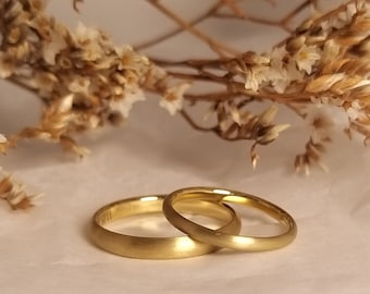 G8 ZART & ZART- Wedding rings set gold - simple, very narrow, rounded on the outside, wedding rings in yellow gold 333, 585, 750