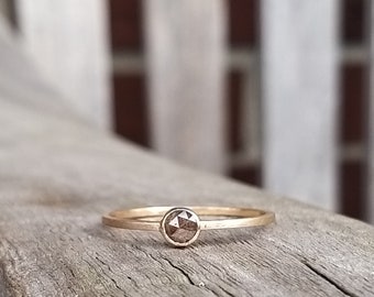 DIAMANT Rosecut naturbraun - zarter indivudueller Ring/Verlobungsring in Rosegold