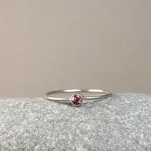 super delicate WHITE GOLD & PINK rhodolite ring image 2