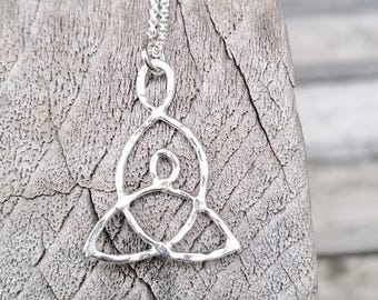 H 29 zarter Mama-Kind-Anhänger - keltischer Knoten, keltischer Mama-Anhänger Silber