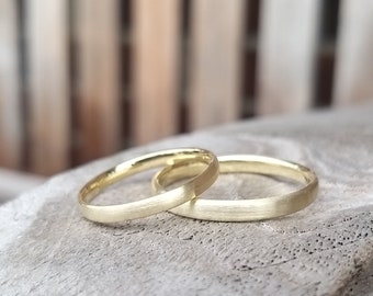 OVAL & NARROW - simple, narrow wedding rings, wedding rings oval rounded in yellow gold 333, 585 or 750 shiny or matt