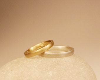 STRAIGHT & ROUNDED narrow, simple wedding rings, wedding rings in silver and gold