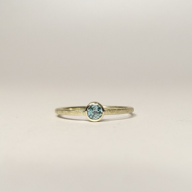 delicate & BLUE simple, elegant engagement ring with real blue zircon image 5