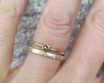 E32 EINZELSTÜCK Sonderpreis – Verlobungsring Gold – schlicht, Diamant cognac – Antragsring, Brillantring, Diamantring handmade in Hamburg