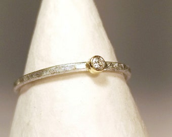SILVER & BRILLIANT - delicate engagement ring silver gold