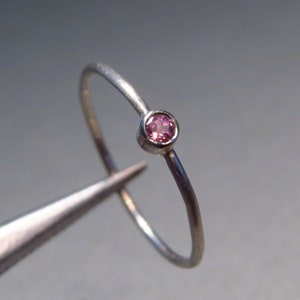 super delicate WHITE GOLD & PINK rhodolite ring image 7