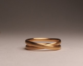 Goldring UNENDLICH GLÜCKLICH mit Dir :-) - Wickelring, Bandring, Infinity, Verlobungsring, ovales Profil