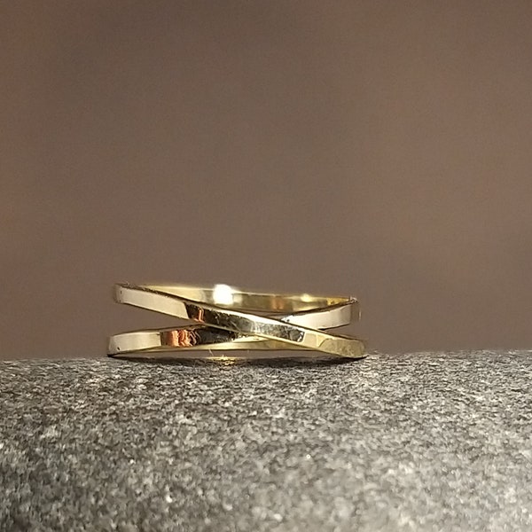 Gold ring INFINITELY HAPPY with you :-) - wrap ring, band ring, infinity, engagement ring, hammered