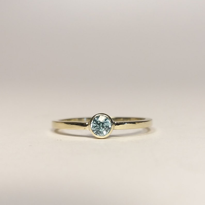 delicate & BLUE simple, elegant engagement ring with real blue zircon image 1