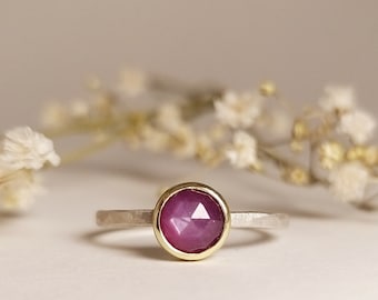 Ruby ring gold and silver - engagement ring