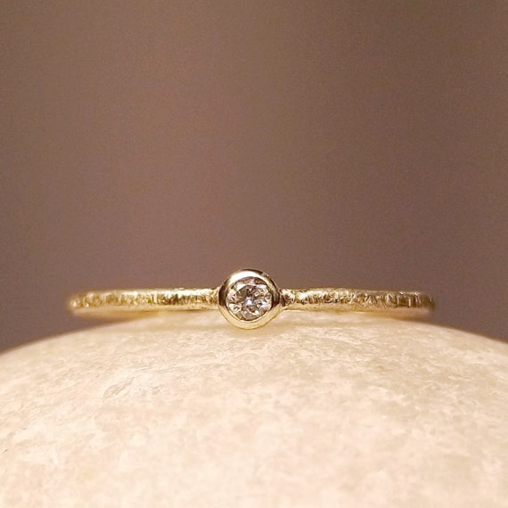 Gold Zart Verlobungsring Brillant Weiss Etsy