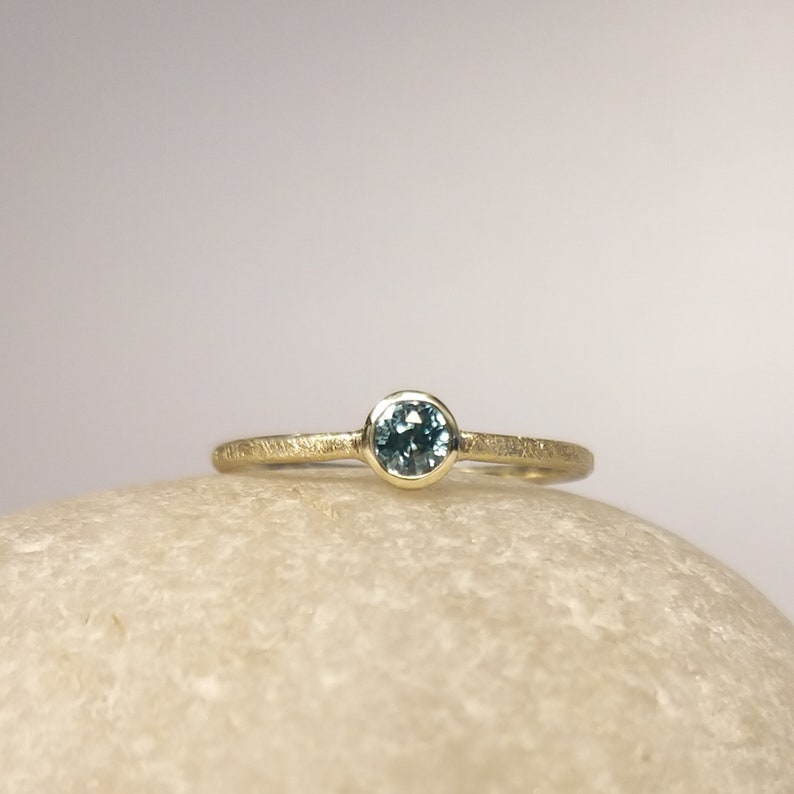 delicate & BLUE simple, elegant engagement ring with real blue zircon image 3