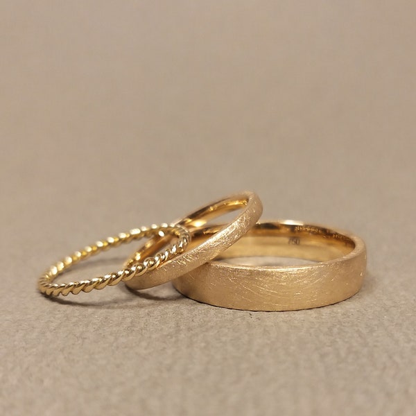 SIMPLE & ELEGANT wedding ring set, simple wedding rings - straight and rounded - with or without romantic cord ring