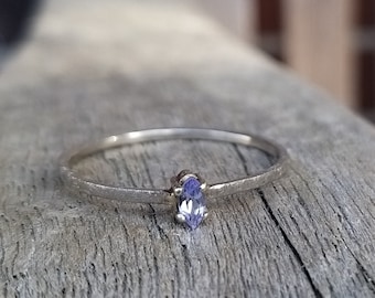 Engagement ring WHITE GOLD with tanzanite marquise - unique