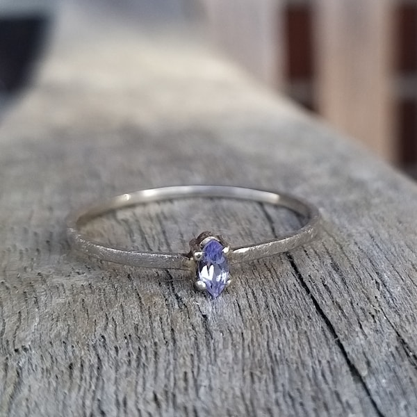 Engagement ring WHITE GOLD with tanzanite marquise - unique