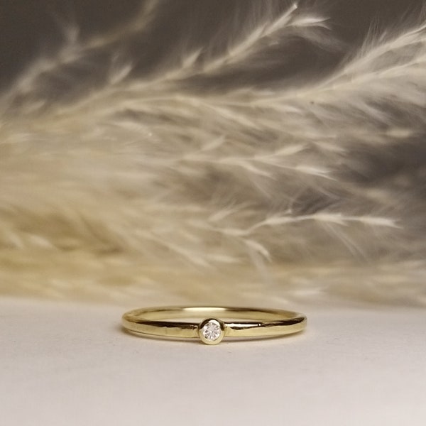 delicate forged engagement ring with diamond - diamond ring gold
