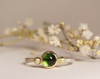 Tourmaline ring gold and silver - engagement ring