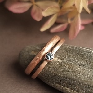 AQUAMARINE & ROSÉ - simple minimalist engagement ring with aquamarine