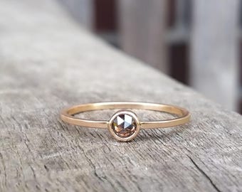 VR60 DIAMANT ROSECUT- Verlobungsring Roséold – ausgefallen, individuell, ganz besonders – Antragsring, Diamantring handmade in Hamburg