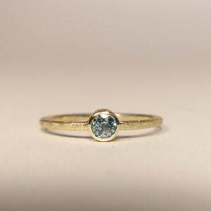 delicate & BLUE simple, elegant engagement ring with real blue zircon image 2