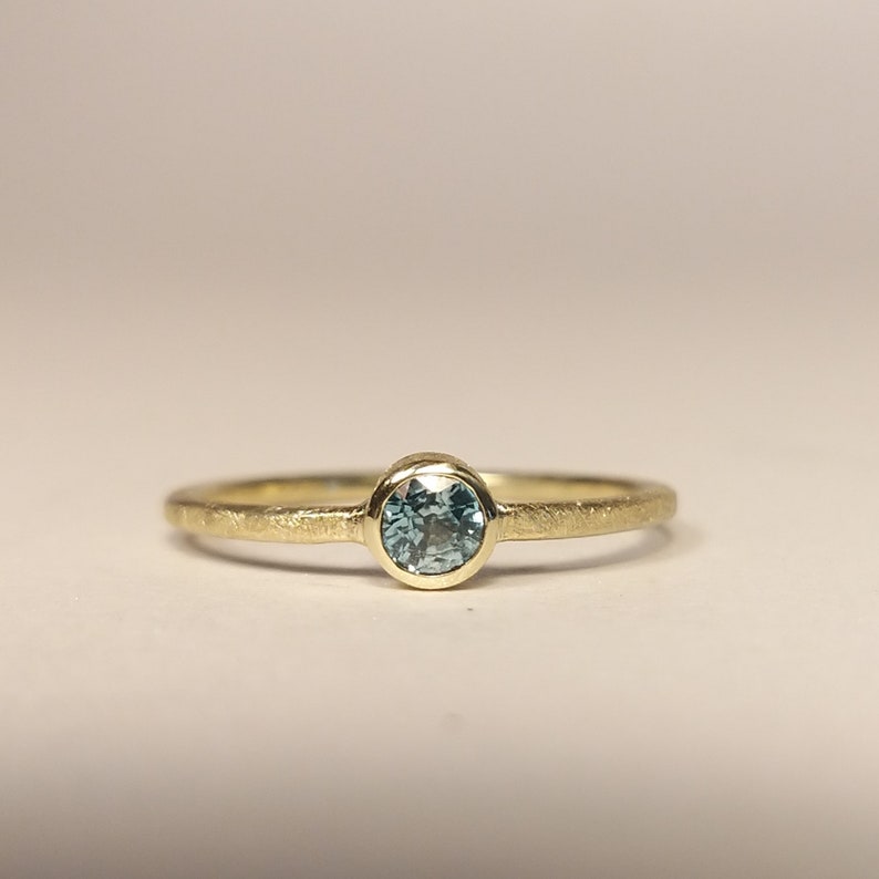 delicate & BLUE simple, elegant engagement ring with real blue zircon image 2
