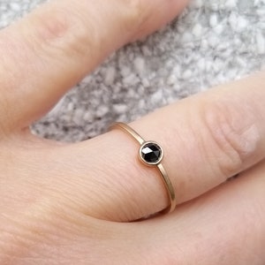 BLACK DIAMOND Rosecut delicate ring, individual engagement ring in rose gold image 2