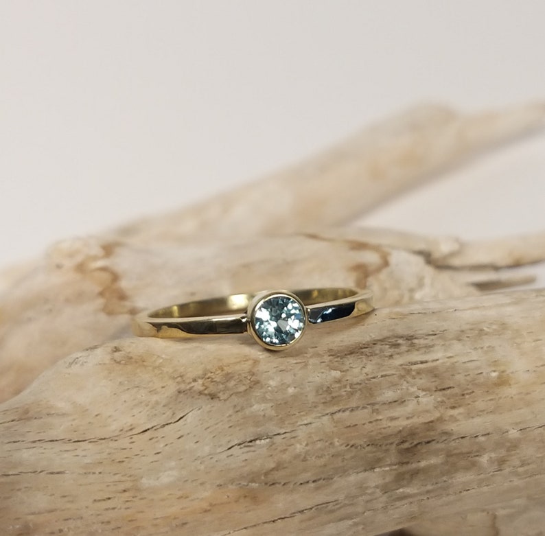 delicate & BLUE simple, elegant engagement ring with real blue zircon image 6