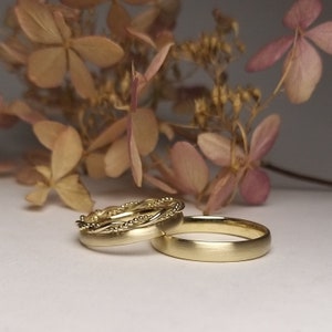 ROMANTISCHES Ring Set Wir zwei in Gold schlichte, edle Eheringe, Trauringe mit Kordelring WIR ZWEI Bild 9