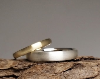 2F14 GOLD & SILBER – schlichte Eheringe, oval gerundet, matt oder glänzend, Breite wählbar, zweifarbig