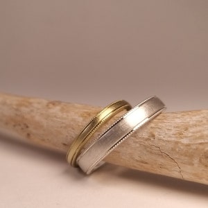 2F1 ROMANTIC & NARROW - Wedding rings in vintage look silver yellow gold rose gold