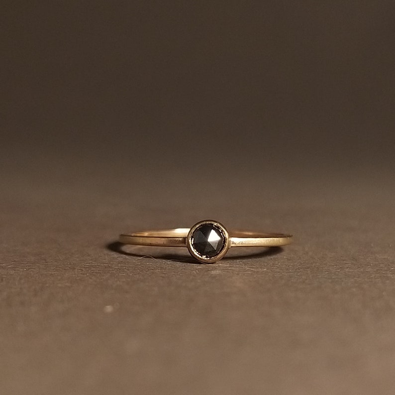 BLACK DIAMOND Rosecut delicate ring, individual engagement ring in rose gold image 3