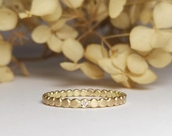 B18a rosé - flacher Kugelring mit/ohne Brillant - roségoldener Beisteckring, Vorsteckring, Stapelring, minimalistischer Verlobungsring