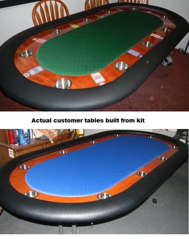 DIY 8' Premium Custom Racetrack Poker Table Building Kit 13 Color Choices Build Your Own Poker