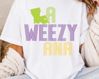 LA Weezy Ana Mardi Gras Louisiana Sweatshirt, Purple Green and Gold Parade Shirt, Mardi Gras Crewneck Sweatshirt