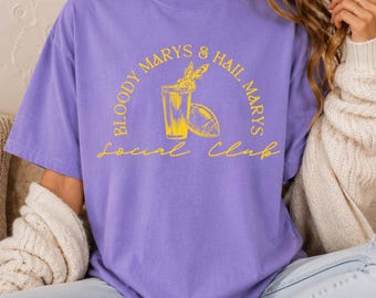 Bloody Mary Social Club T-Shirt, Hail Mary Football Brunch Shirt, Custom Game Day Tailgate Shirt, Cute Football Game Day Drinking Shirt,