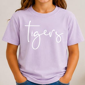 Youth Tigers Scripty Print T-Shirt, Comfort Colors Game Day Tee