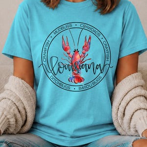 Louisiana Crawfish T-Shirt, Louisiana Tee, Crawfish Tee, Crawfish Tank Heather Aqua