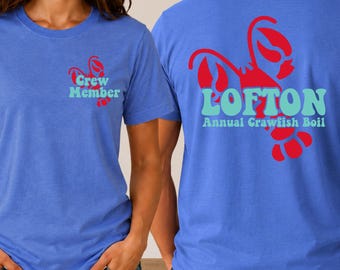Crew Member, Personalized Crawfish Boil Shirt, Family Matching Boil Crew Shirts, Custom Crawfish Shirt, Gift for Crawfish Lover