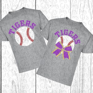 Kids Tiger Baseball Shirt, Girls and Boys Tiger Baseball Tee, Matching Youth Baseball Shirts, Custom Baseball Team Shirts