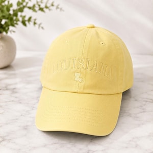 Minimalist LA Lavender Baseball Cap, Louisiana Dad Hat, Unstructured Embroidered Louisiana Hat Butter