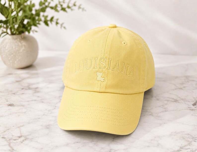 Minimalist LA Lavender Baseball Cap, Louisiana Dad Hat, Unstructured Embroidered Louisiana Hat Butter