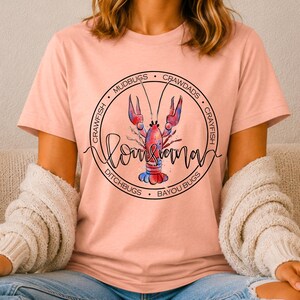 Louisiana Crawfish T-Shirt, Louisiana Tee, Crawfish Tee, Crawfish Tank Heather Peach