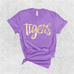 Tigers T-Shirt and Tank, Gold Foil Tigers Mascot shirt, Shiny Tigers Tee