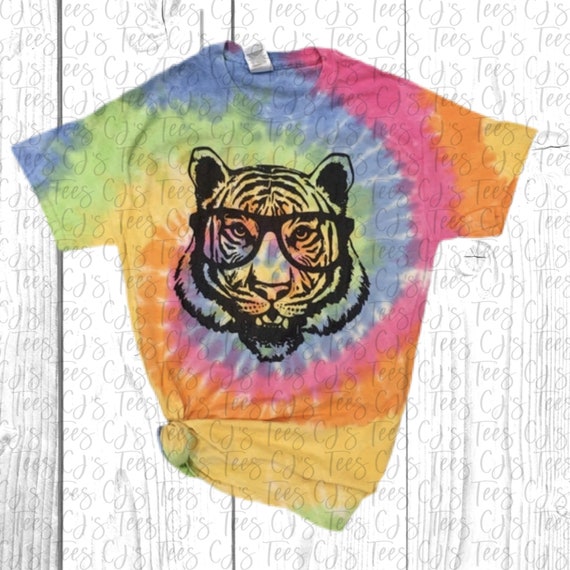 Cool Tiger Shirt Nerdy Tiger Tie Dye 