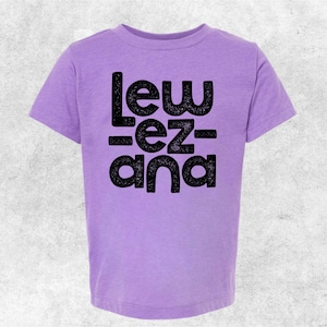 Lew-Ez-Ana Toddler and Youth Tee, Purple and Gold Louisiana Tee