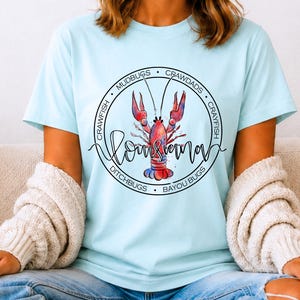 Louisiana Crawfish T-Shirt, Louisiana Tee, Crawfish Tee, Crawfish Tank Heather Ice Blue