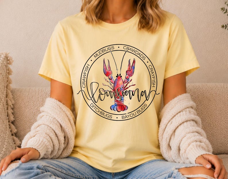 Louisiana Crawfish T-Shirt, Louisiana Tee, Crawfish Tee, Crawfish Tank French Vanilla