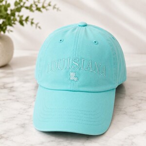 Minimalist LA Lavender Baseball Cap, Louisiana Dad Hat, Unstructured Embroidered Louisiana Hat Diamond Blue
