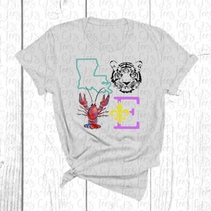 Louisiana Love Shirt, Tiger, Crawfish, New Orleans Shirt, Louisiana Tee, Louisiana Gift Idea